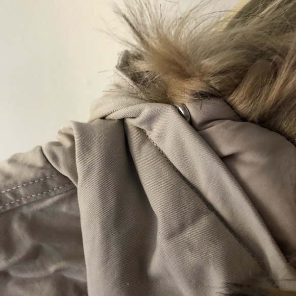 H&M Parka Faux Fur Hooded Y2K Jacket in Tan S - Picture 15 of 16